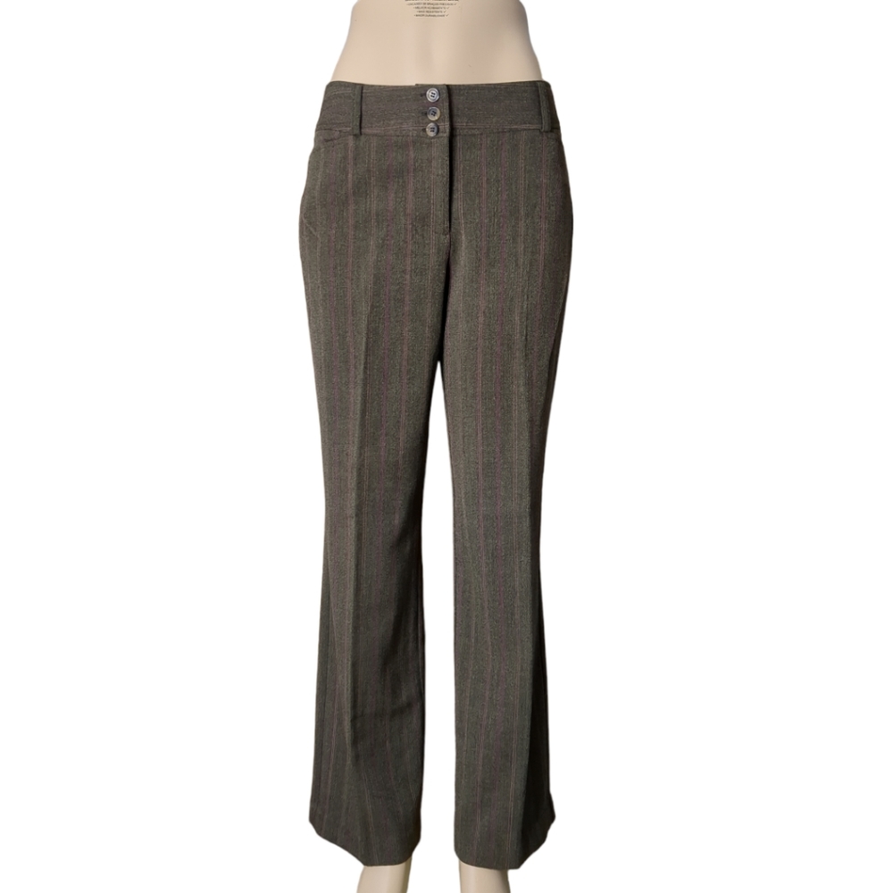 Julie Mitchell Urban Collection Brown and Burgundy Striped Dress Pant Size 8.